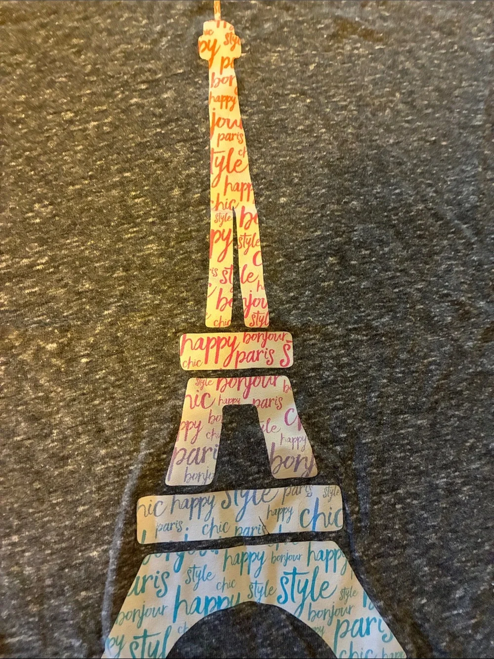 Justice Gray Short-Sleeve Tee with Colorful Eiffel Tower Graphic